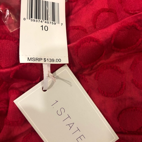 NWT 1. State Fit & Flare Pleated Dot Dress Barbie Hot Pink sz 10 - Picture 5 of 6